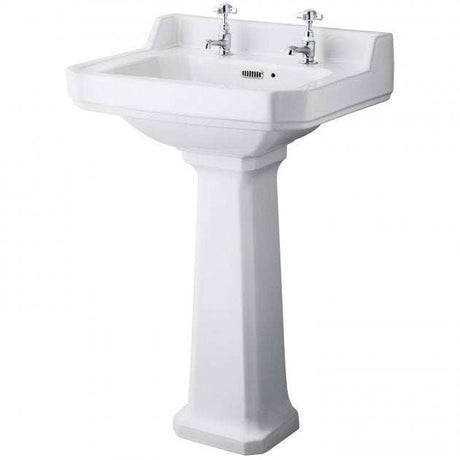 Hudson Reed Richmond 2 Tap Hole Basin with Full Pedestal 560mm Wide - 