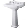 Hudson Reed Richmond 2 Tap Hole Basin with Full Pedestal 595mm Wide - 