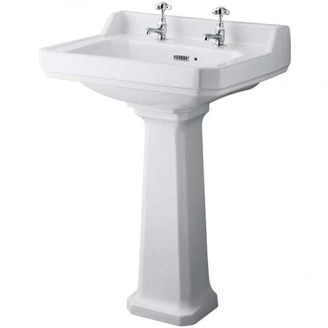 Hudson Reed Richmond 2 Tap Hole Basin with Full Pedestal 595mm Wide - 