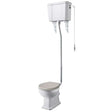Hudson Reed Richmond white high level toilet with pull chain cistern and flush pipe kit, excluding seat