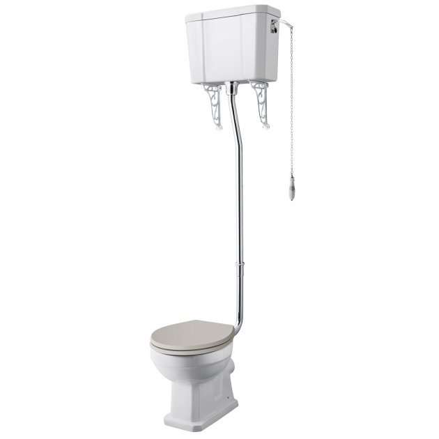 Hudson Reed Richmond white high level toilet with pull chain cistern and flush pipe kit, excluding seat