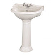 White Hudson Reed Ryther 600mm wide basin with full pedestal and single tap hole