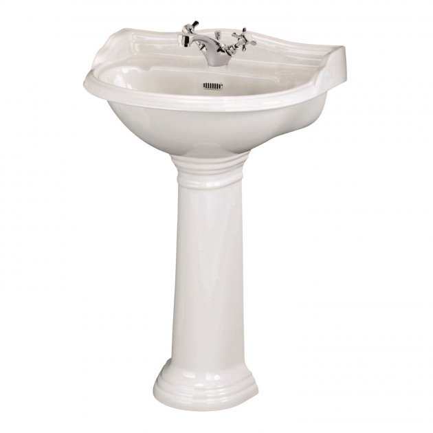 White Hudson Reed Ryther 600mm wide basin with full pedestal and single tap hole