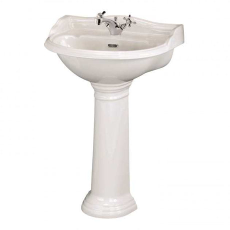 Hudson Reed Ryther 1 Tap Hole Basin and Full Pedestal 600mm Wide - Whi