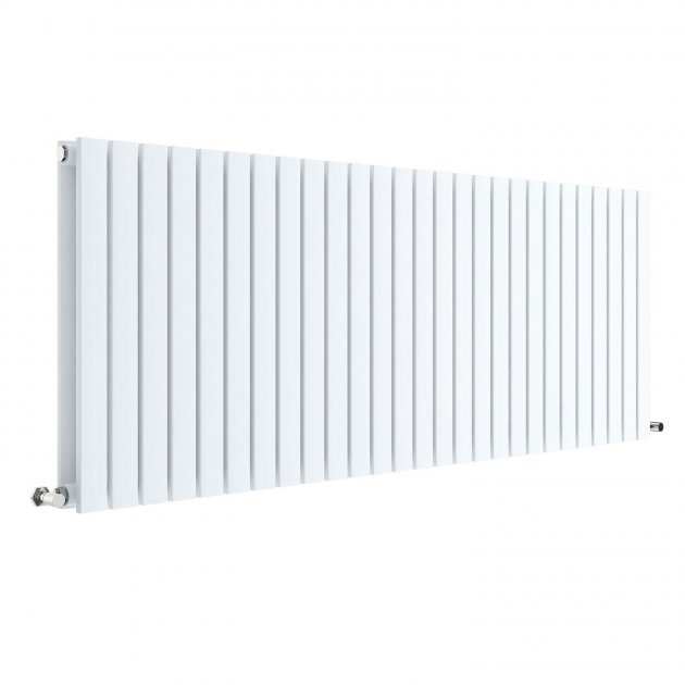 Hudson Reed Sloane Modern Double Designer Horizontal Radiator 600mm High x 1572mm Wide - Satin White - HLW60D