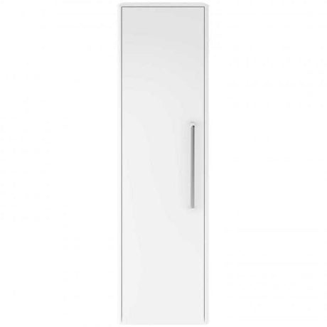 Hudson Reed Solar modern wall hung tall storage unit in pure white with 350mm width for bathroom storage