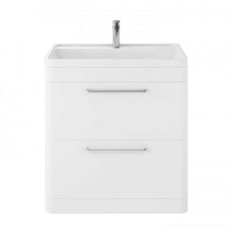 Hudson Reed Solar modern floor standing vanity unit with 800mm wide white basin and storage drawers