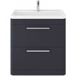 Hudson Reed Solar 800mm wide indigo blue floor standing modern vanity unit with white basin and storage drawers
