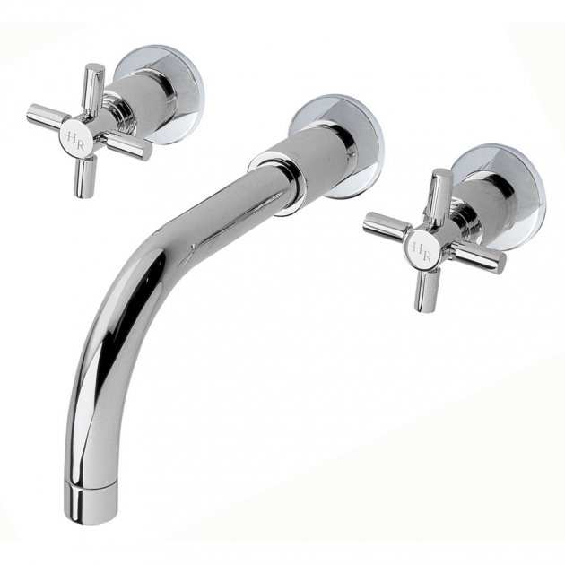 Hudson Reed Tec Crosshead 3-Hole Wall Mounted Basin Mixer Tap - Chrome