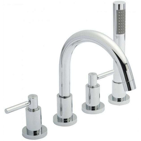 Hudson Reed Tec Lever Hose Retainer and 4-Hole Bath Shower Mixer Tap w