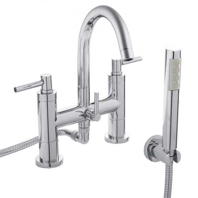 Hudson Reed Tec Lever Pillar Mounted Bath Shower Mixer Tap - Chrome - 