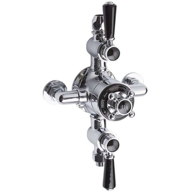 Hudson Reed Topaz Triple Exposed Black Shower Valve - Chrome/Black - B