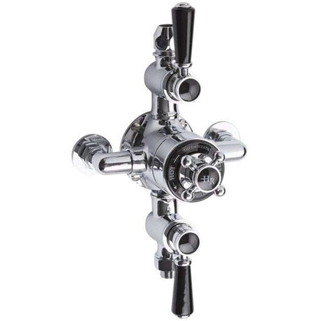 Hudson Reed Topaz Triple Exposed Black Shower Valve - Chrome/Black - B