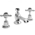 Hudson Reed Topaz Black Crosshead 3-Hole Dome Collar Basin Mixer Tap w