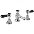 Hudson Reed Topaz Black Lever 3-Hole Hexagonal Collar Basin Mixer Tap 