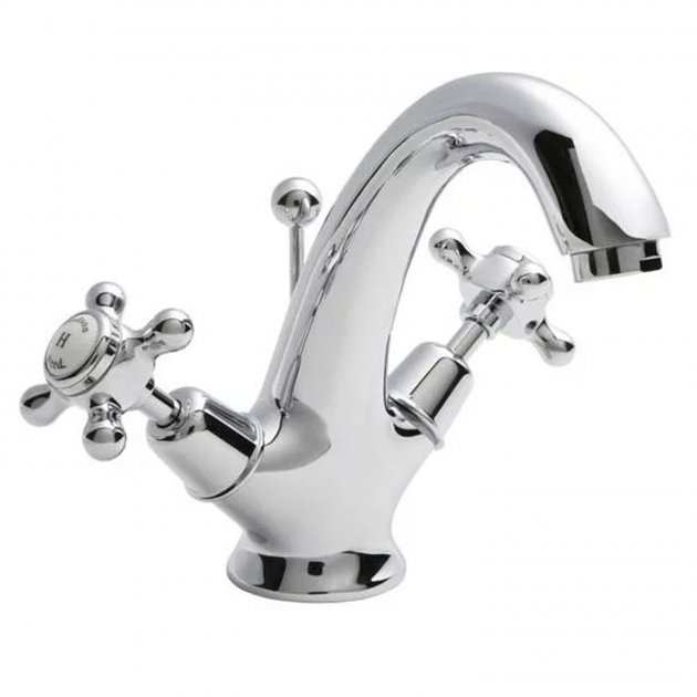 Hudson Reed Topaz Dome Dual Handle Mono Basin Mixer Tap with Pop Up Wa