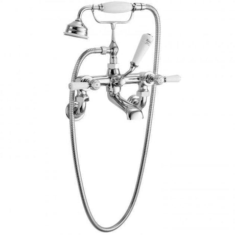 Hudson Reed Topaz Wall Mounted Hexagonal Lever Bath Shower Mixer - White Indices - Chrome / White - BC304HLWM