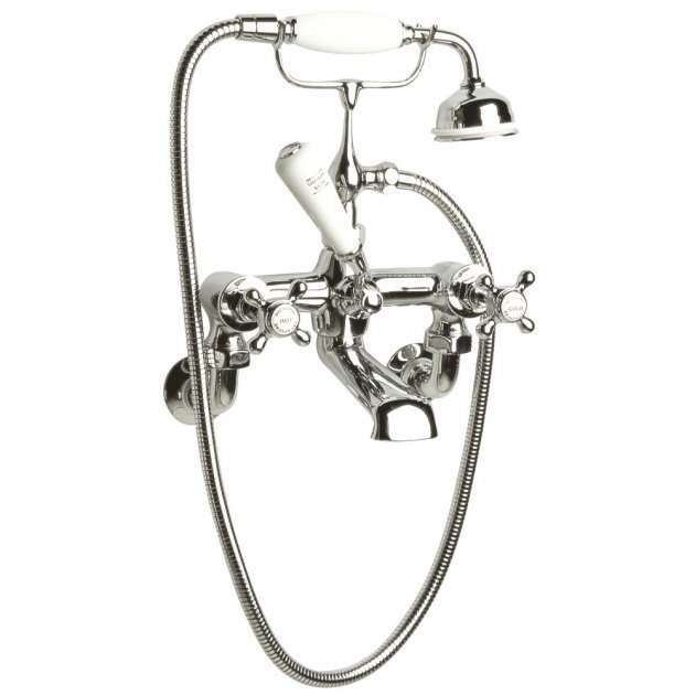 Hudson Reed Topaz Wall Mounted Hexagonal Crosshead Bath Shower Mixer Tap - Chrome - BC304HXWM