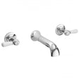 Hudson Reed Topaz 3 Hole Wall Mounted Dual Lever Bath Tap - Chrome - B