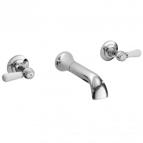 Hudson Reed White Topaz Wall Mounted Lever 3-Hole Basin Mixer Tap - Chrome - BC317HL