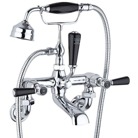Hudson Reed Topaz Wall Mounted Dome Lever Bath Shower Mixer Tap - Black Indices - BC404DLWM