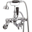 Hudson Reed Topaz Wall Mounted Dome Crosshead Bath Shower Mixer Tap - Black Indices - BC404DXWM