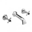 Hudson Reed Black Topaz Wall Mounted Crosshead 3-Hole Basin Mixer Tap - Chrome - BC417HX