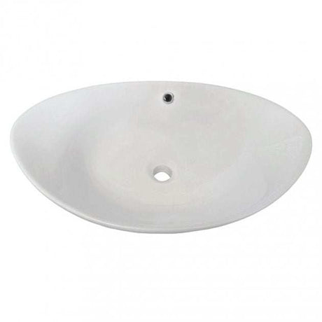 Hudson Reed Vessel white oval sit-on countertop basin 588mm wide with 0 tap hole design