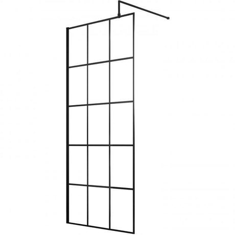 Hudson Reed Frame Effect 8mm Glass Wet Room Screen with Support Bar 700mm Wide - Clear - WRSF070