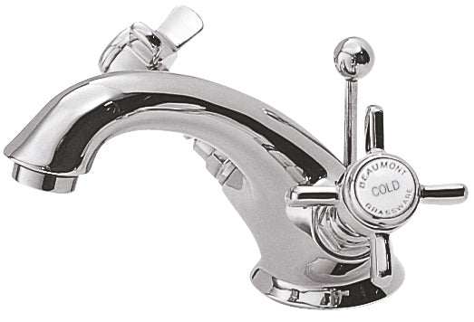 Nuie Dual Handle Luxury Beaumont Mono Basin Mixer Tap with Pop Up Waste - Chrome - I305X