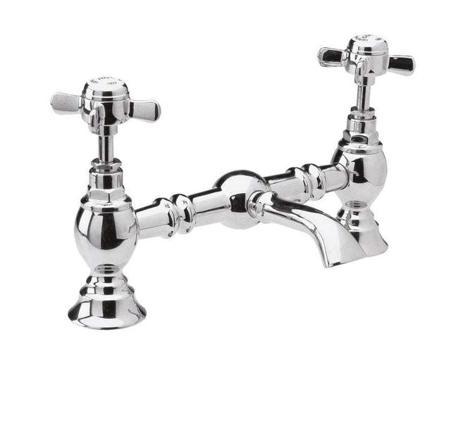 Nuie Pillar Mounted Beaumont Luxury 2-Hole Basin Mixer Tap - Chrome - 