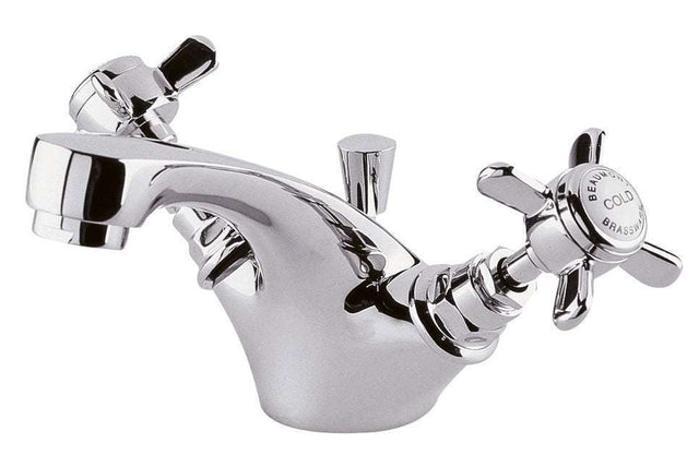 Nuie Dual Handle Beaumont Mono Basin Mixer Pop Up Tap Waste - Chrome -