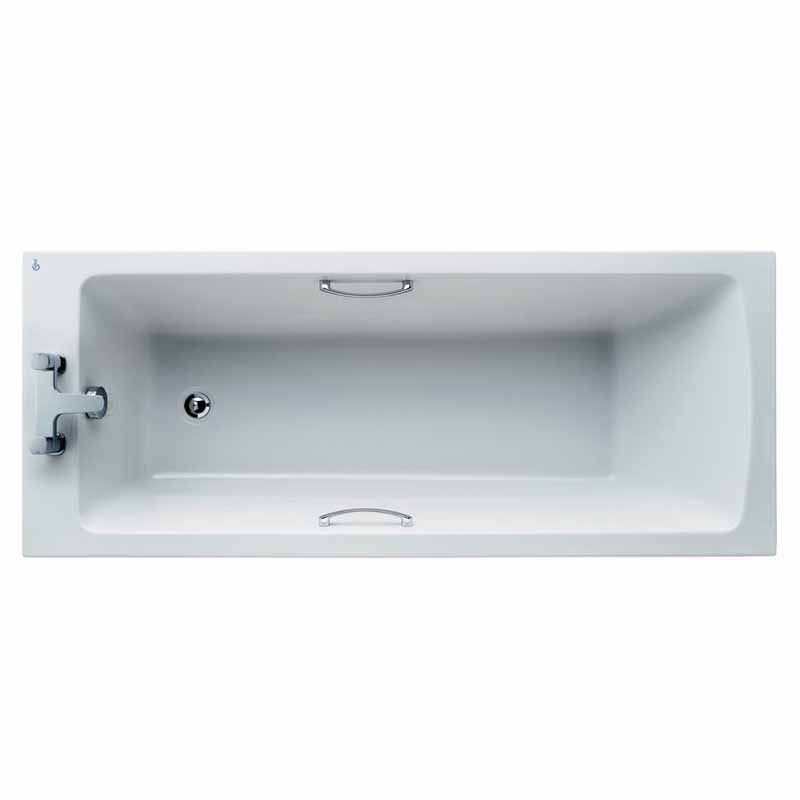 Ideal Standard Tempo Arc Idealform Plus+ Bath with Chrome Handgrips 1700x700mm - White - E155901 - TAP 'N' SHOWER