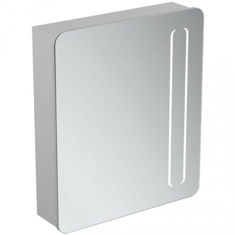 Ideal Standard 1 - Door Mirror Cabinet with Bottom Ambient and Front Light 630mm Wide - Aluminium - T3373AL - TAP 'N' SHOWER