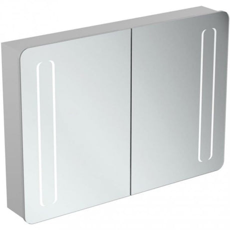 Ideal Standard 2 - Door Mirror Cabinet with Bottom Ambient and Front Light 1230mm Wide - Aluminium - T3425AL - TAP 'N' SHOWER