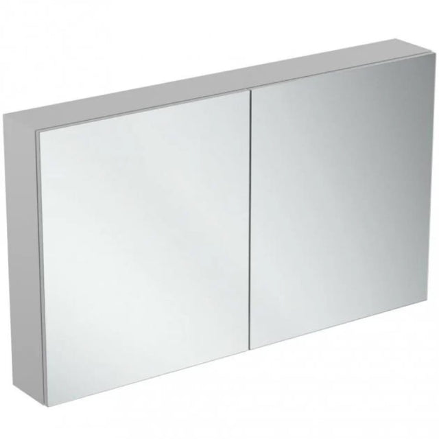 Ideal Standard 2 - Door Mirror Cabinet with Bottom Ambient Light 1200mm Wide - Aluminium - T3499AL - TAP 'N' SHOWER