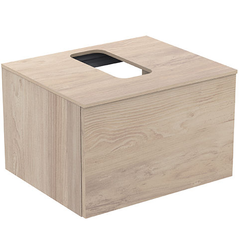 Ideal Standard Adapto 1 Drawer 600mm Wall Mounted Basin Vanity Unit ONLY - Wood Light Brown - U8594FF