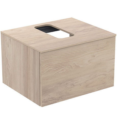 Ideal Standard Adapto 1 Drawer 600mm Wall Mounted Basin Vanity Unit ONLY - Wood Light Brown - U8594FF
