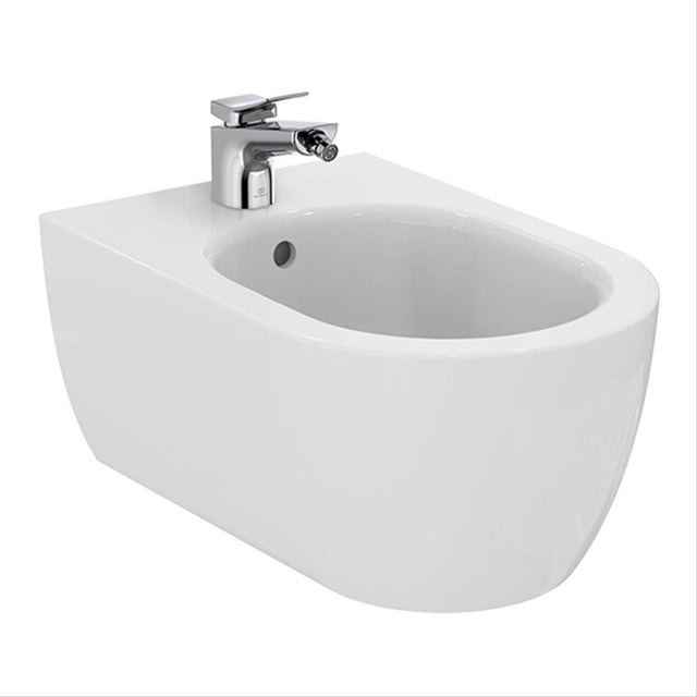 Ideal Standard Blend Curve Wall Hung Bidet 1 Taphole - White - T375001