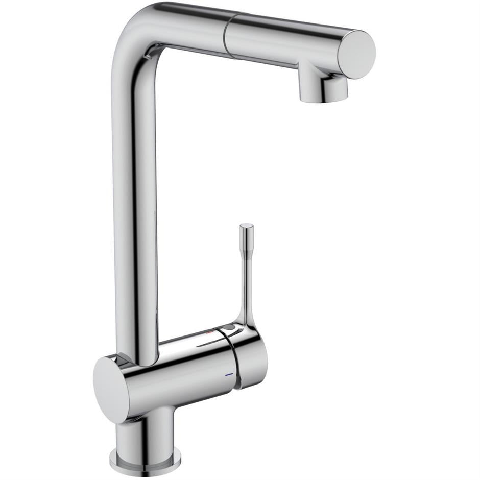 Ideal Standard Ceralook Single Lever L-Shape Spout Kitchen Mixer with Pull Out Spout - Chrome - BD573AA