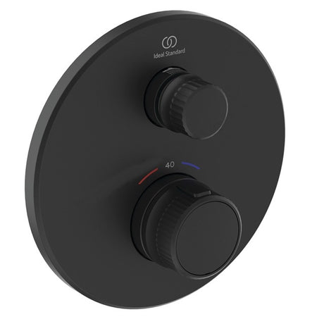 Ideal Standard Ceratherm Navigo Built - In Thermostatic 1 Outlet Round Shower Mixer - Silk Black - A7295XG - TAP 'N' SHOWER