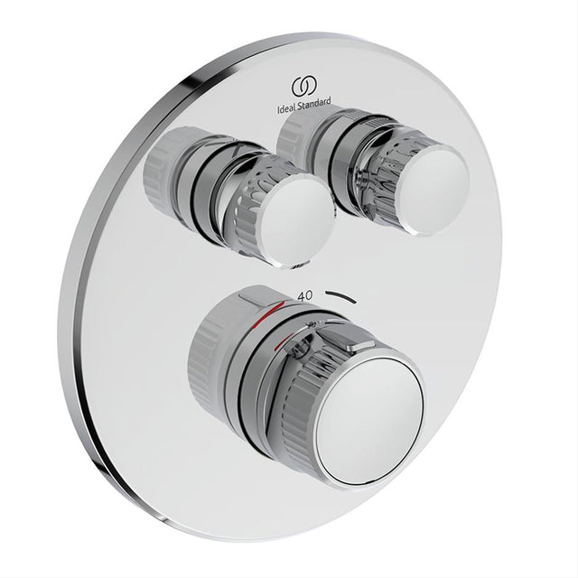 Ideal Standard Ceratherm Navigo Built-In Thermostatic 2 Outlet Round Shower Mixer - Chrome - A7296AA