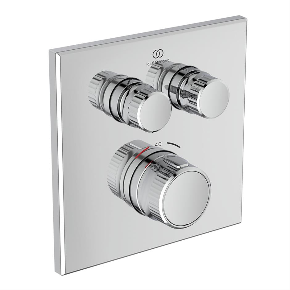 Ideal Standard Ceratherm Navigo Built-In Thermostatic 2 Outlet Square Shower Mixer - Chrome - A7302AA