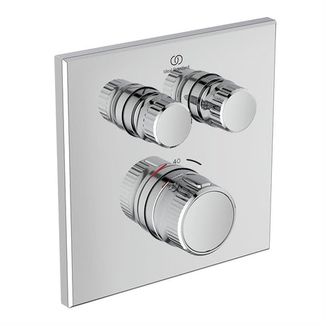 Ideal Standard Ceratherm Navigo Built-In Thermostatic 2 Outlet Square Shower Mixer - Chrome - A7302AA