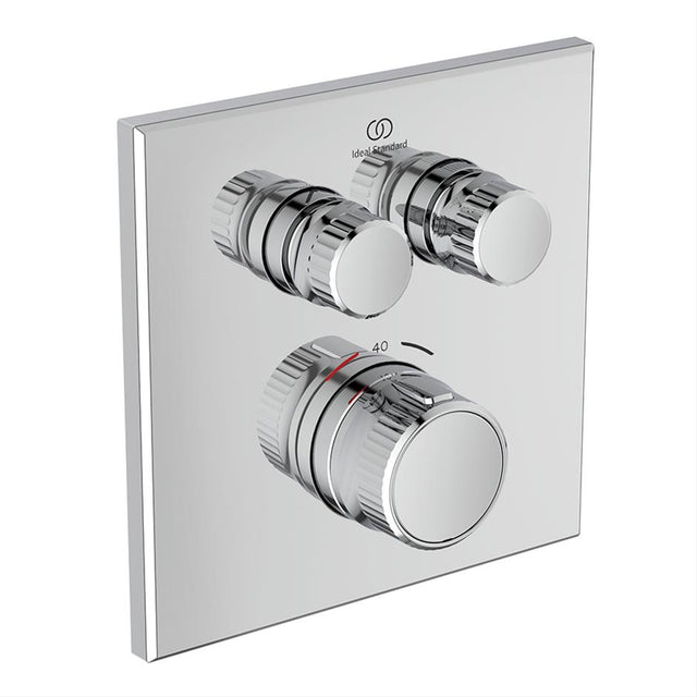 Ideal Standard Ceratherm Navigo Built-In Thermostatic 2 Outlet Square Shower Mixer - Chrome - A7302AA
