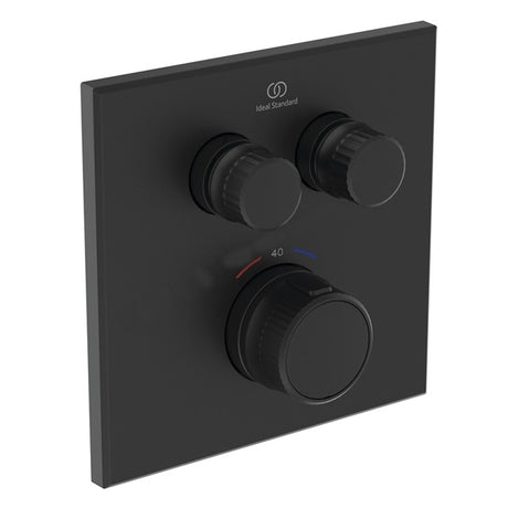 Ideal Standard Ceratherm Navigo Built - In Thermostatic 2 Outlet Square Shower Mixer - Silk Black - A7302XG - TAP 'N' SHOWER