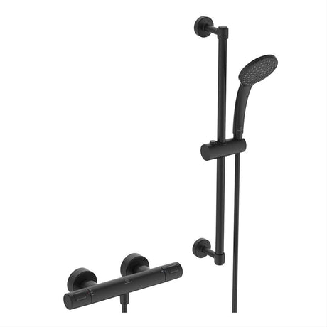 Ideal Standard Ceratherm T25 Exposed Thermostatic Shower Mixer Pack - Silk Black - A7569XG