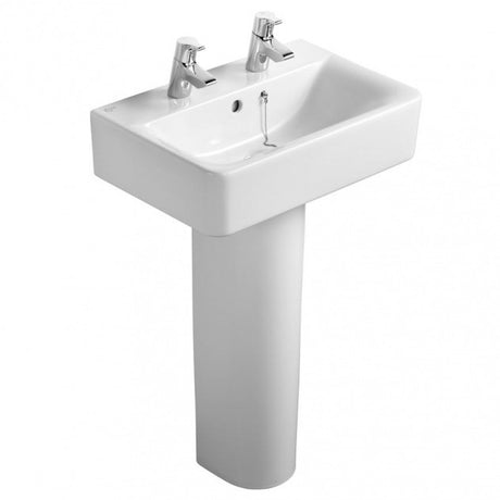 Ideal Standard Concept Cube Short Projection Basin and Full Pedestal 550mm Wide - White - E788501 - TAP 'N' SHOWER