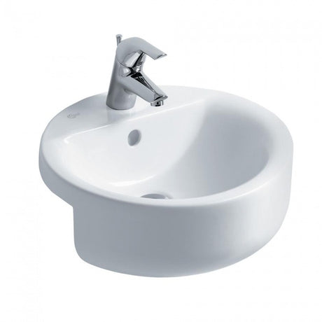 Ideal Standard Concept Sphere 450mm White Semi-Recessed 1 Tap Hole Basin - E797901
