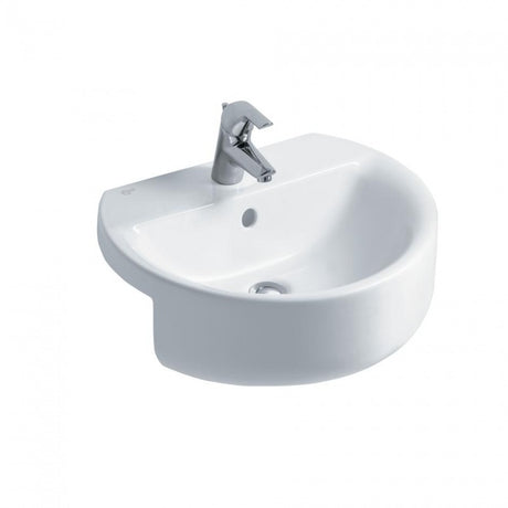 Ideal Standard Concept Sphere 550mm White Semi-Recessed 1 Tap Hole Basin - E792101